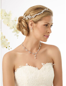 StudioAgnes Svatební hřebínek do vlasů z květin, krystalů a perel 5937