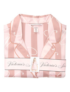 Victoria's Secret Pyžamo Shimmer Flannel Long PJ Set Pink Stripe - GLAMI.cz