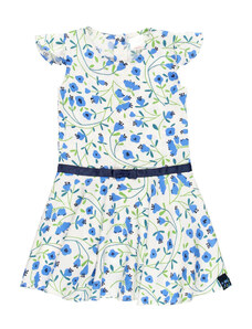 Boboli Dívčí letní šaty z viskózy modrobílé květy