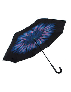 Perletti Deštník s obráceným otevíráním modrá kytka