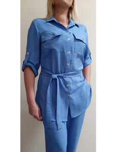 F001 - dámská dlouhá letní modrá košile