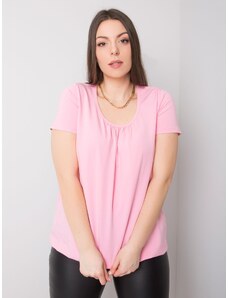 Fashionhunters Světle růžová bavlněná halenka Celeste plus size