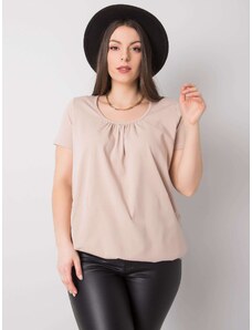 BASIC Béžové dámské tričko s krátkým rukávem -beige Béžová