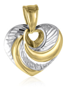 GEMMAX Jewelry Zlatý přívěsek Srdce, žluto-bílý GLPCN-24361