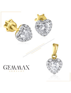 GEMMAX Jewelry Souprava zlatých šperků se zirkony model Z8016 - náušnice a přívěsek GLSCB-24861-24731