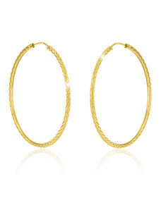 GEMMAX Jewelry Velké zlaté náušnice Kruhy Ø 45 mm, diamantový brus, žluté zlato GLEYN-45-27451