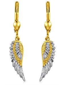 GEMMAX Jewelry Působivé zlaté visací náušnice Andělská křídla GLECN-29121