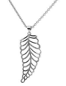 Stříbrný náhrdelník s pírkem ze zirkonů - Meucci SS297N