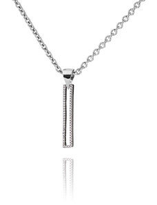 Stříbrný náhrdelník s obdelníkovou ozdobou se zirkony - Meucci SS255N