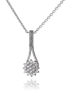 Stříbrný náhrdelník s bohatým zdobením se zirkony - Meucci SS256N