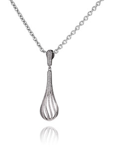 Stříbrný náhrdelník s řadami zirkonů - Meucci SS258N