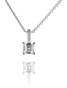 Stříbrný náhrdelník s hranatým zirkonem - Meucci SS222N