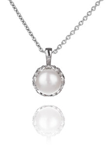 Náhrdelník ze stříbra s perlou a zirkonovým zdobením - Meucci SP74N