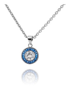 Stříbrný náhrdelník se zirkonem a safíry - Meucci SS212N
