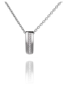 Stříbrný náhrdelník s páskem zirkonů - Meucci SS216N