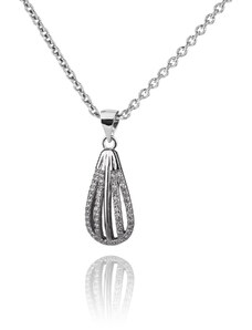 Stříbrný náhrdelník se čtyřmi řadami zirkonů - Meucci SS227N