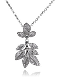 Stříbrný náhrdelník s listy se zirkony - Meucci SS253N