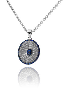 Stříbrný náhrdelník se safírem a zirkony- Meucci SS294N