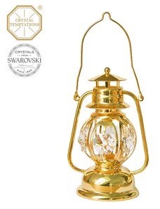 Crystalex Bohemia Glass Kovová pozlacená figurka Petrolejová Lampa s bílými krystaly Swarovski Elements