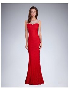 Dámské společenské šaty s a krajkou dlouhé červené Červená / S & model 15042975 - SOKY&SOKA