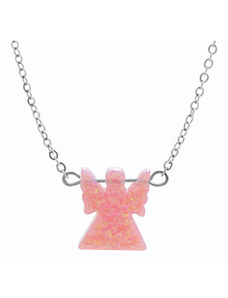 SkloBižuterie-J Ocelový náhrdelník Andílek opálkový rosa