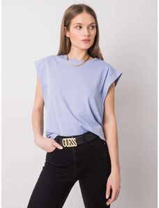 Fashionhunters Modré bavlněné tričko Kayla RUE PARIS