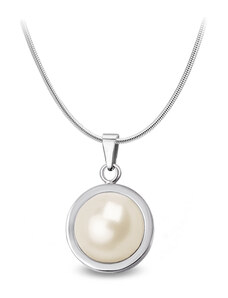 Jewellis ČR Jewellis Ocelový náhrdelník s perlou Button Swarovski - Creamrose