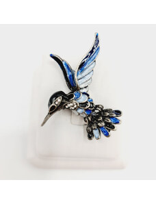 SkloBižuterie-F Brož Kolibřík modrý swarovski crystal
