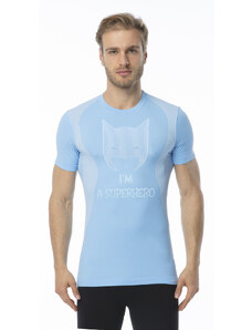 Pánské funkční tričko s krátkým rukávem IRON-IC - Superhero - modrá Světle modrá