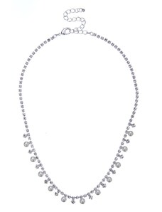 perličkovo štrasový náhrdelník, stříbrná galvanizace