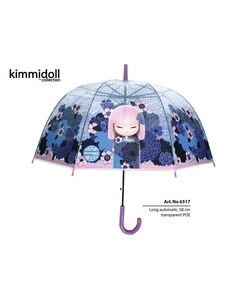 Luxusní průhledný deštník PVC s panenkou KIMMIDOLL modrý