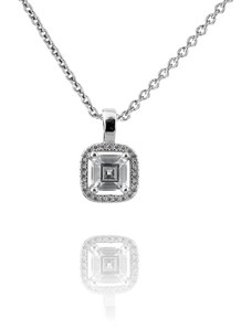 Stříbrný elegantní náhrdelník s čtvercovým zirkonem - Meucci SS124N