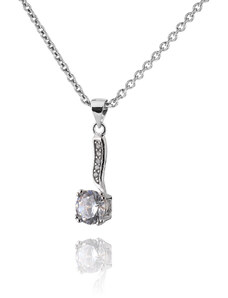 Jemný stříbrný náhrdelník s kulatým zirkonem - Meucci SS157N
