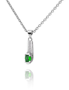 Stříbrný náhrdelník se smaragdem a dvěma řadami zirkonů - Meucci SS145N/02