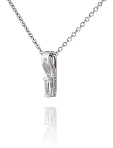 Stříbrný zajímavý náhrdelník s přívěsem s mnoha zirkony - Meucci SS149N/08