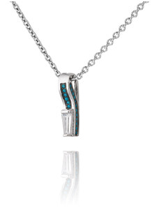 Stříbrný zajímavý náhrdelník s přívěsem se zirkonem a mnoha chrysolity - Meucci SS149P/15
