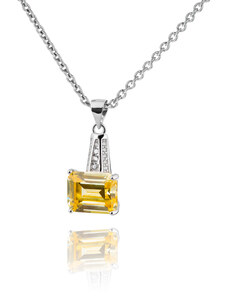 Stříbrný náhrdelník s obdélníkovým žlutým topazem - Meucci SS107N/09