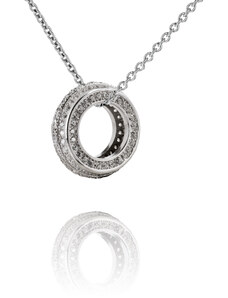 Stříbrný náhrdelník s kroužkem osázeným zirkony - Meucci SS111N