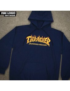 Mikina THRASHER Fire Logo hood navy Velikost: