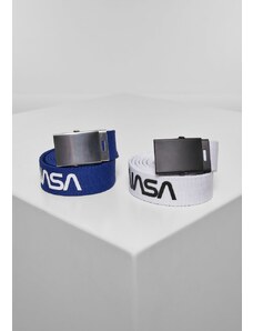 MISTER TEE NASA Belt 2-Pack extra long - blue/wht