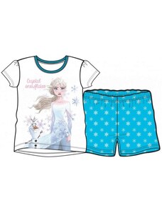 Sun City Letní dívčí pyžamo s krátkým rukávem Ledové království / Frozen Elsa a Olaf - bílé