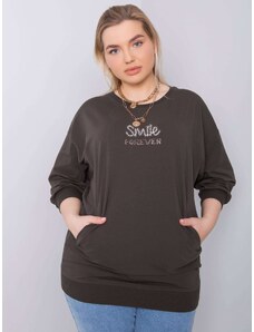 Fashionhunters Tmavá khaki halenka plus size velikosti s nášivkou Messina