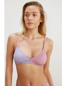 Trendyol Lilac Color Block Bikini Top