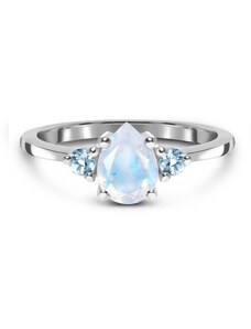 Royal Exklusive Emporial stříbrný prsten GU-DR9238R-SILVER-MOONSTONE-BLUETOPAZ