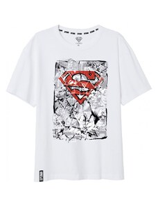 E plus M Pánské tričko s krátkým rukávem Superman - 100% bavlna - bílé