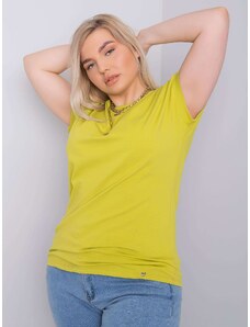 Fashionhunters Světle zelené bavlněné tričko Leanne větší velikosti