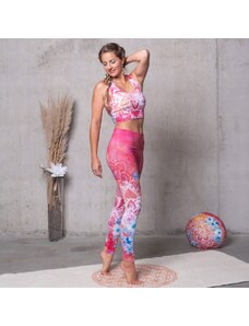 The Spirit of OM sportovní podprsenka "jóga bra" z bio bavlny - růžová s květy