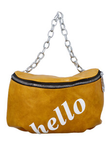 Turbo bags Módní dámská ledvinka s nápisem Hello, žlutá