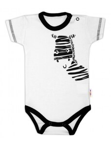 Body krátký rukáv Baby Nellys, Zebra - bílé