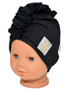 Baby Nellys Jarní/podzimní bavlněná čepice - turban, černá, 68/74 Velikost koj oblečení: 68-74 (6-9m)